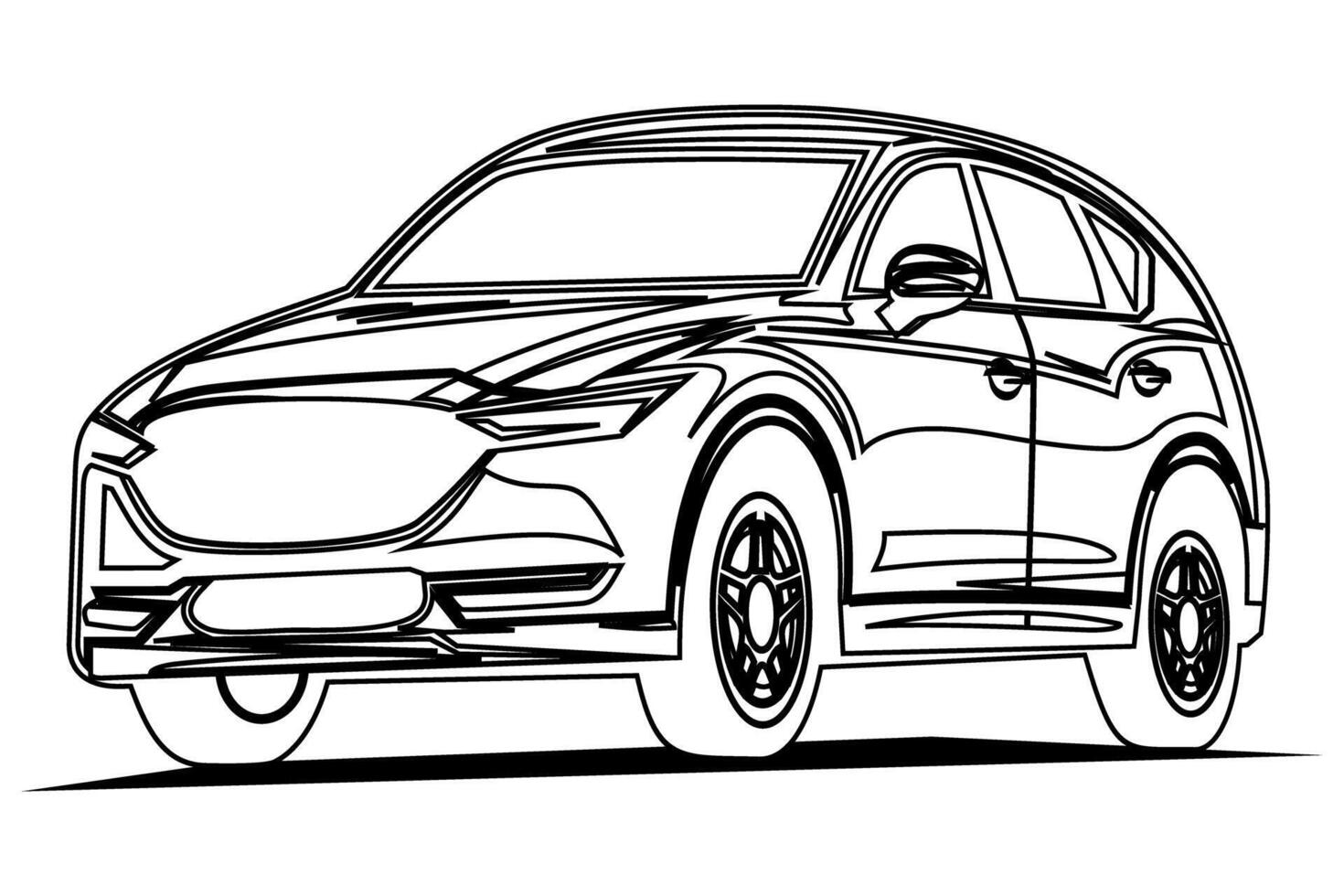 Modern SUV Car Line Art vector