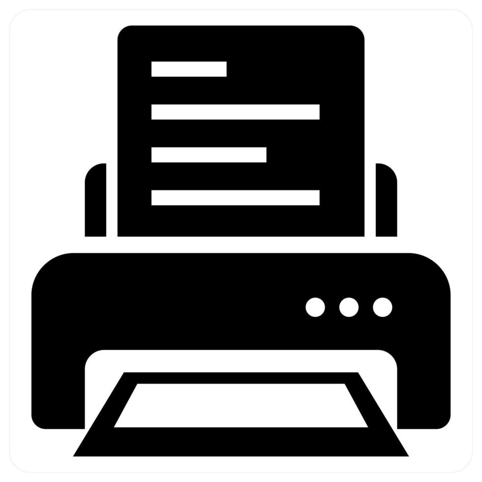 Printer and document in black color vector
