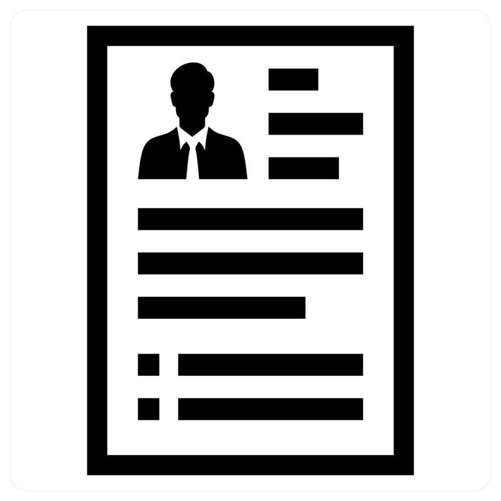 Resume icon in black color vector