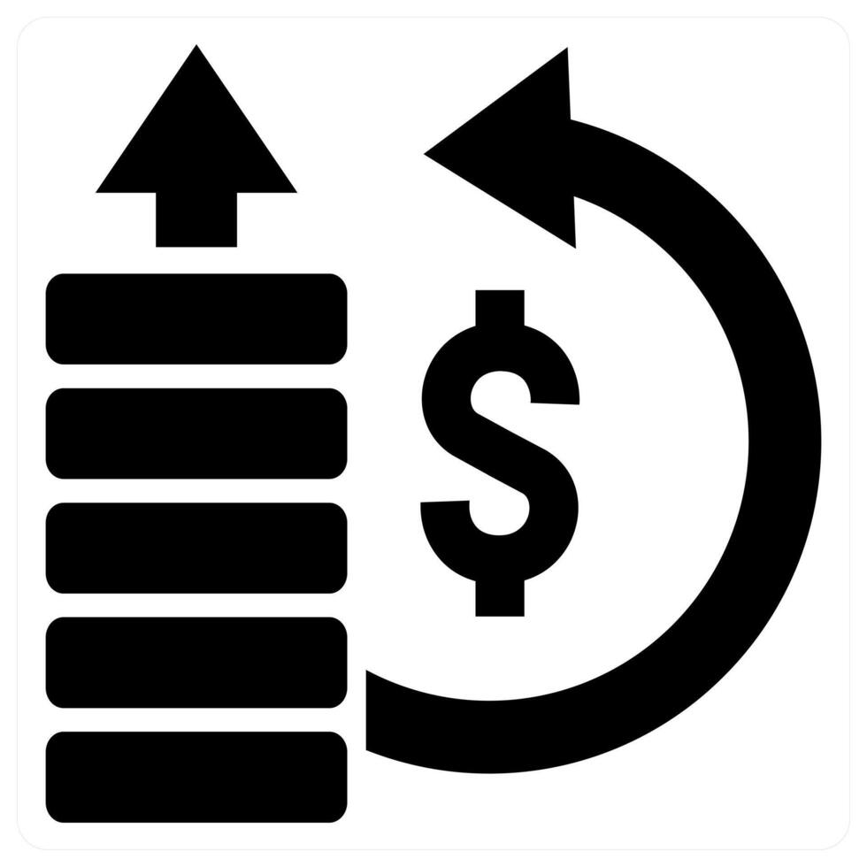 Return On Investment icon concept in black color vector
