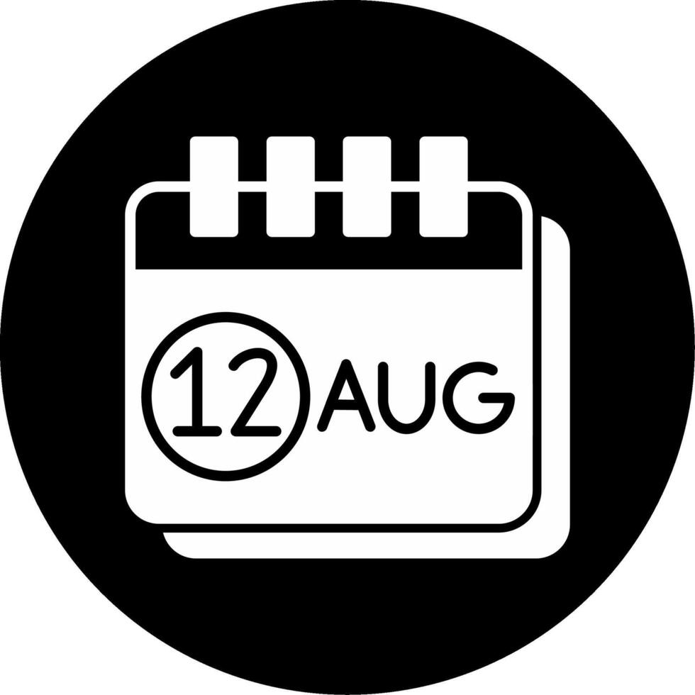 Youth Day Calendar Date 12 Aug Glyph Circle Inverted vector