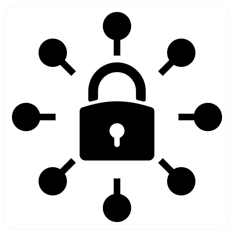 Secured Network in black color vector