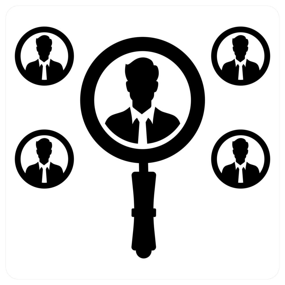 Search Profile icon in black color vector