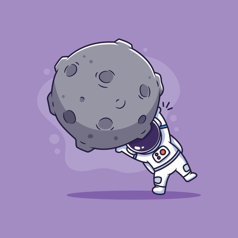 Astronaut lifting a moon rock vector