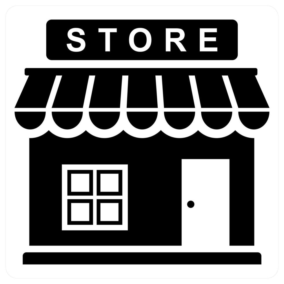 Store and market icon concept in black color vector