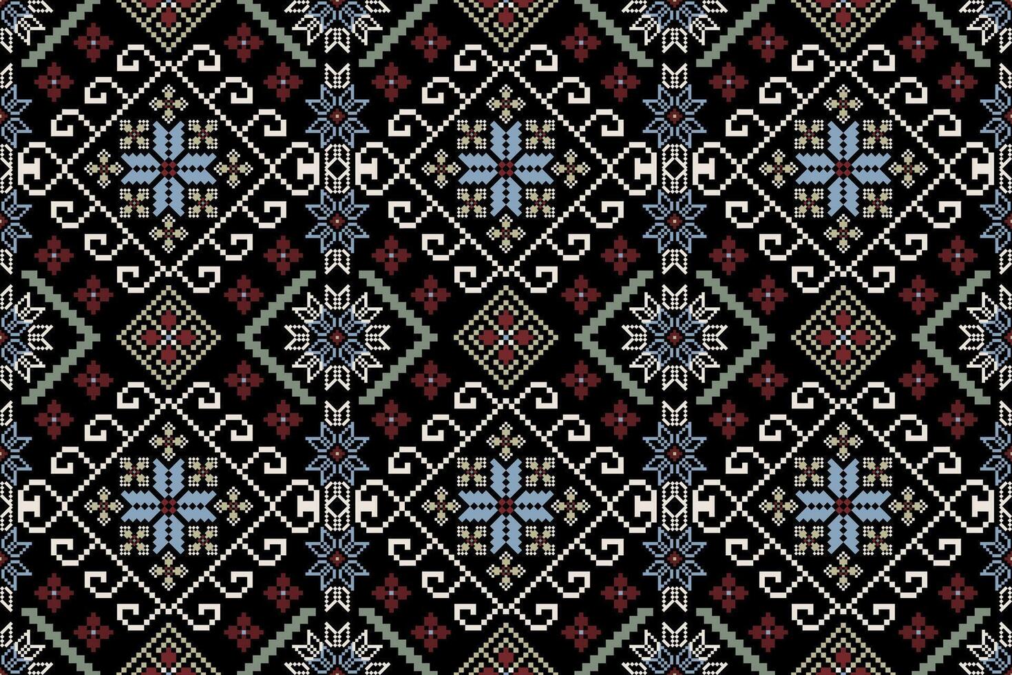 Seamless pattern of geometric ethnic oriental on black background. vector