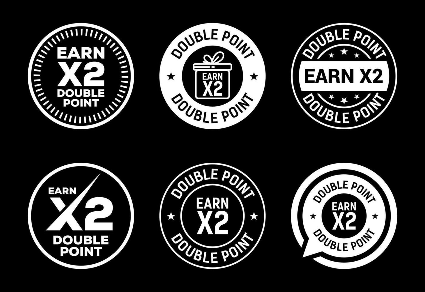 Earn x2 double point icons set design. Earn x2 sign symbol for promotion white on black background vector