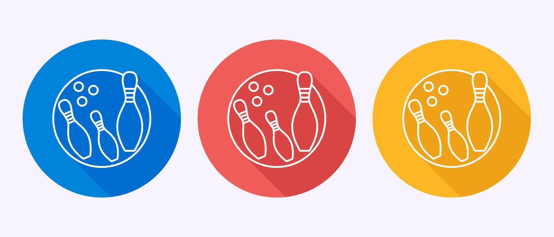 Bowling ball and pin icon design illustration, Bowling sign in shadow button design vector