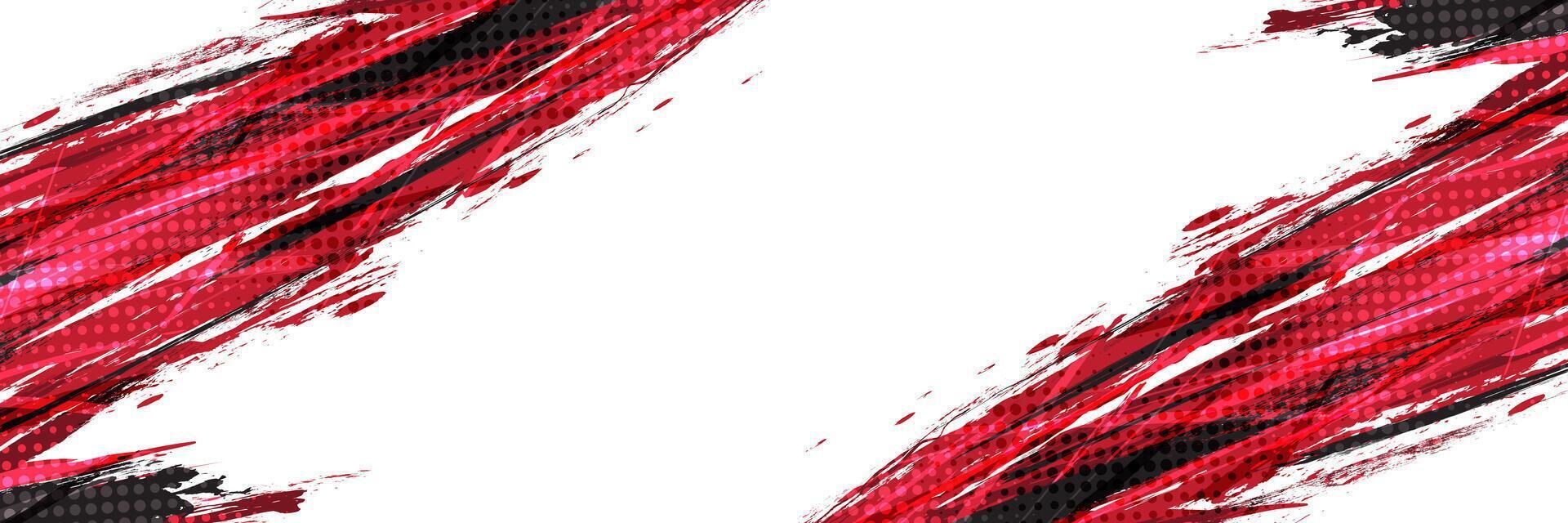 Sports Background with Black and Red Brush Strokes with Halftone Effect in Grunge Style vector