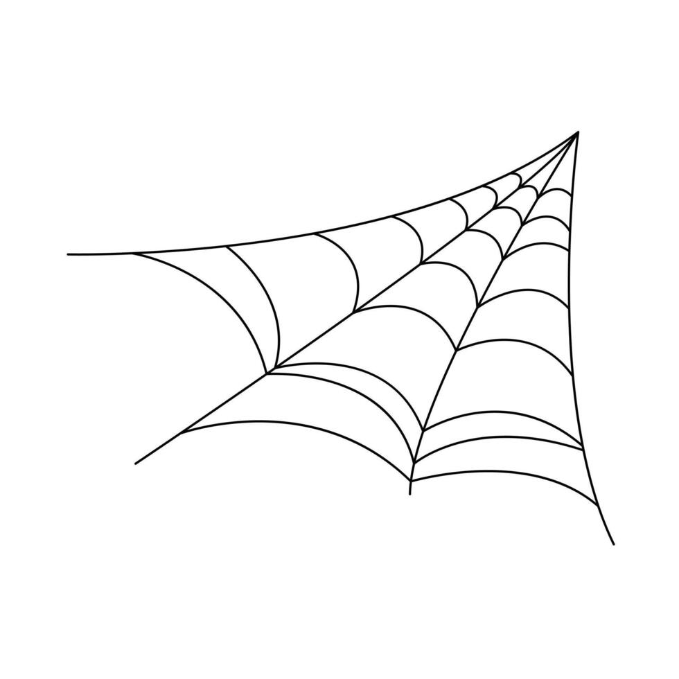 Spider web hand drawn simple illustration of doodle fancy Halloween scary decor element, cobweb clipart perfect for Halloween party design, cartoon spooky character vector