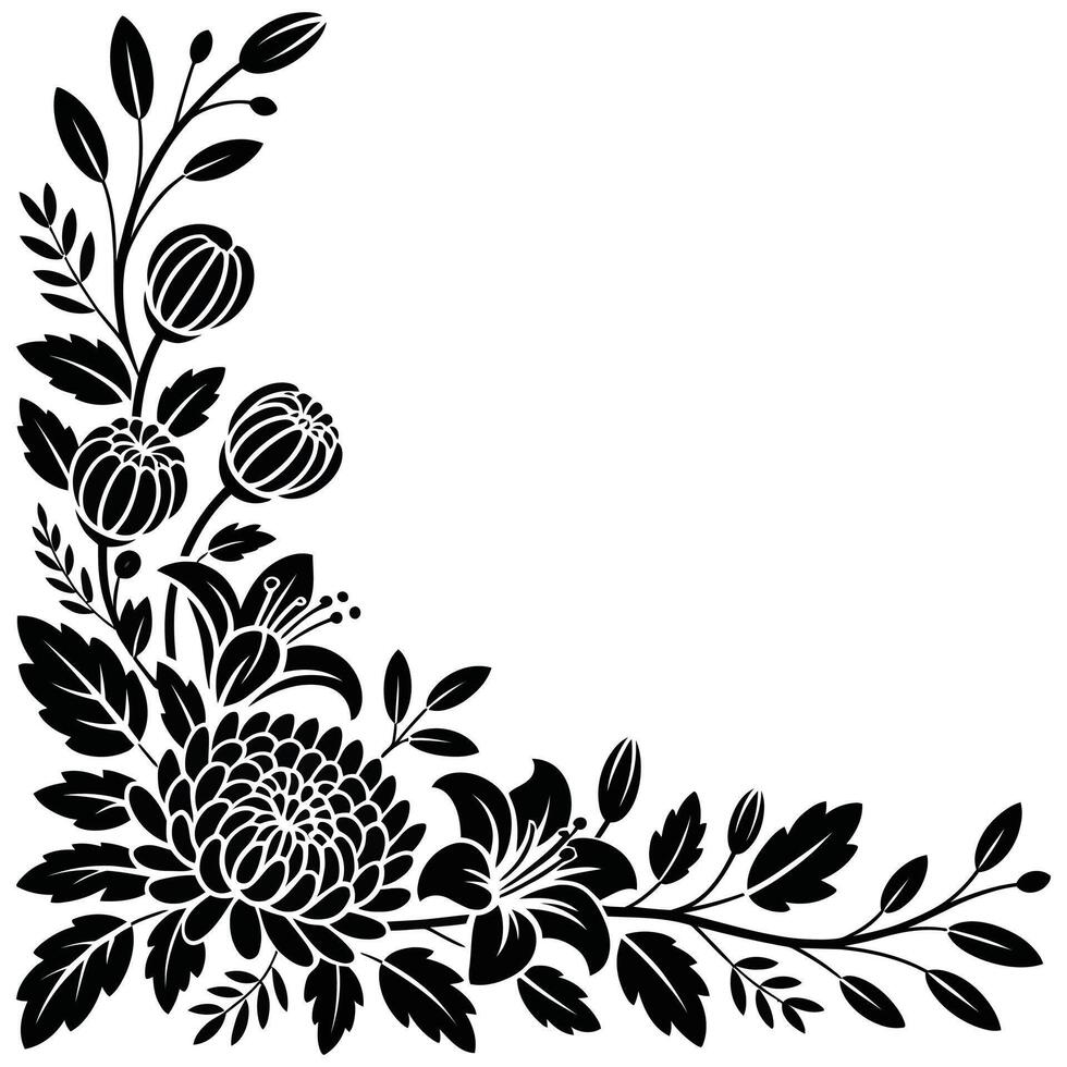 A black and white floral design on a white background vector