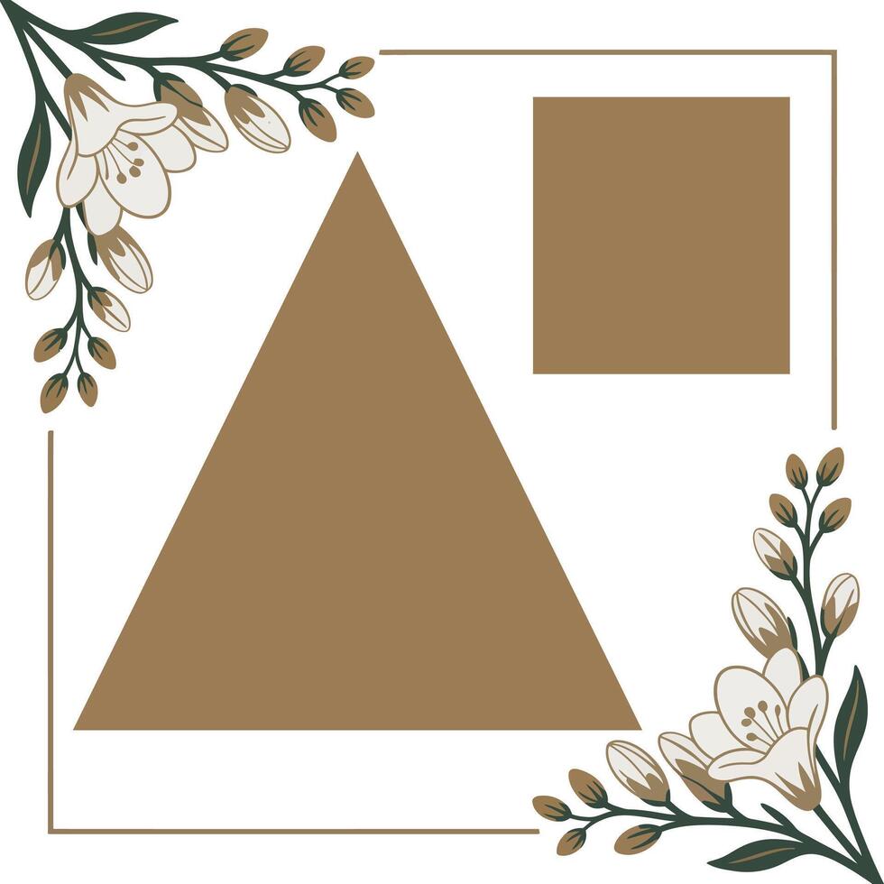 A triangle with flowers and leaves on it vector