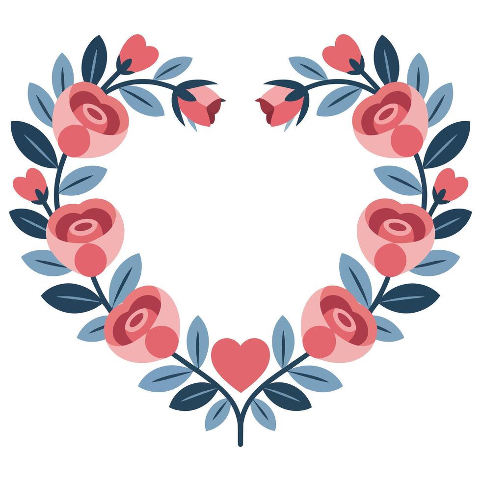 Valentine's day floral frame illustration vector