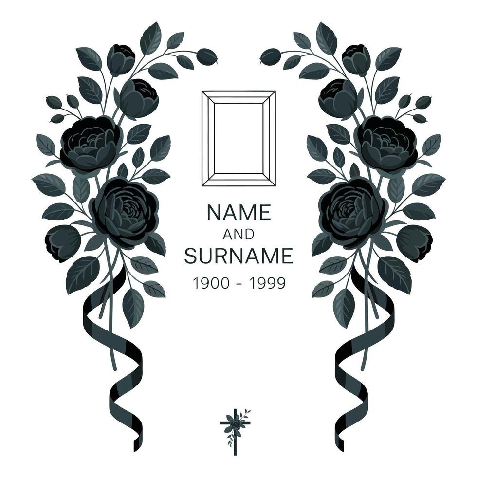 A black and white floral design with a frame vector