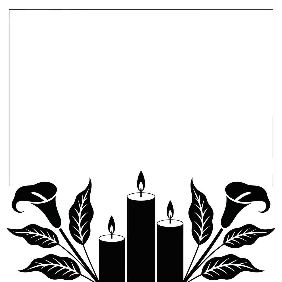 Flat Calla Lily and Candle Funeral Illustration. vector
