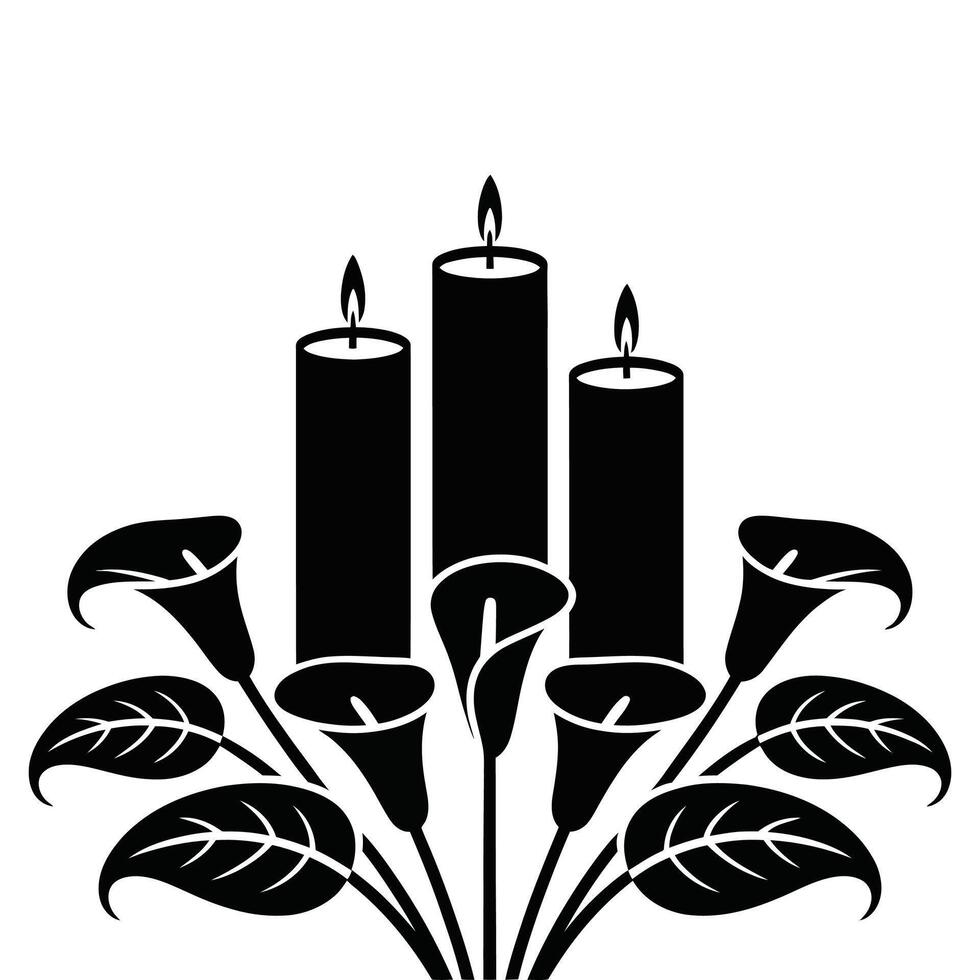 Candles and flowers with leaves vector