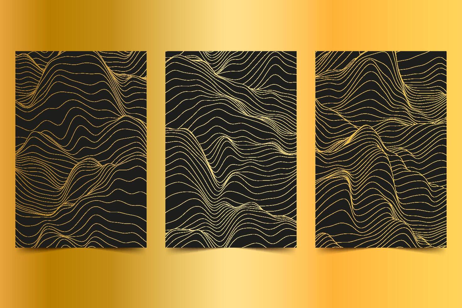 A3 paper abstract distorted line shapes black background vector