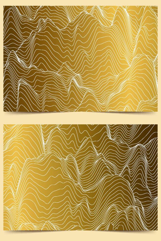 abstract golden distorted line shapes background vector