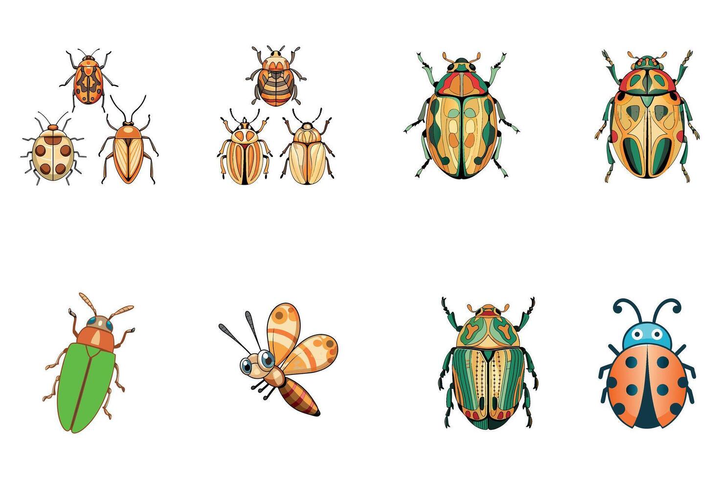 Tropical Beetle Set vector