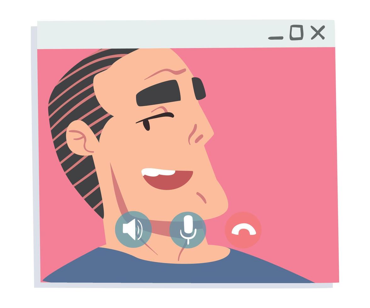 Man Having Conference Call, People Chatting Online, Working from Home, Social Distancing Concept Illustration vector