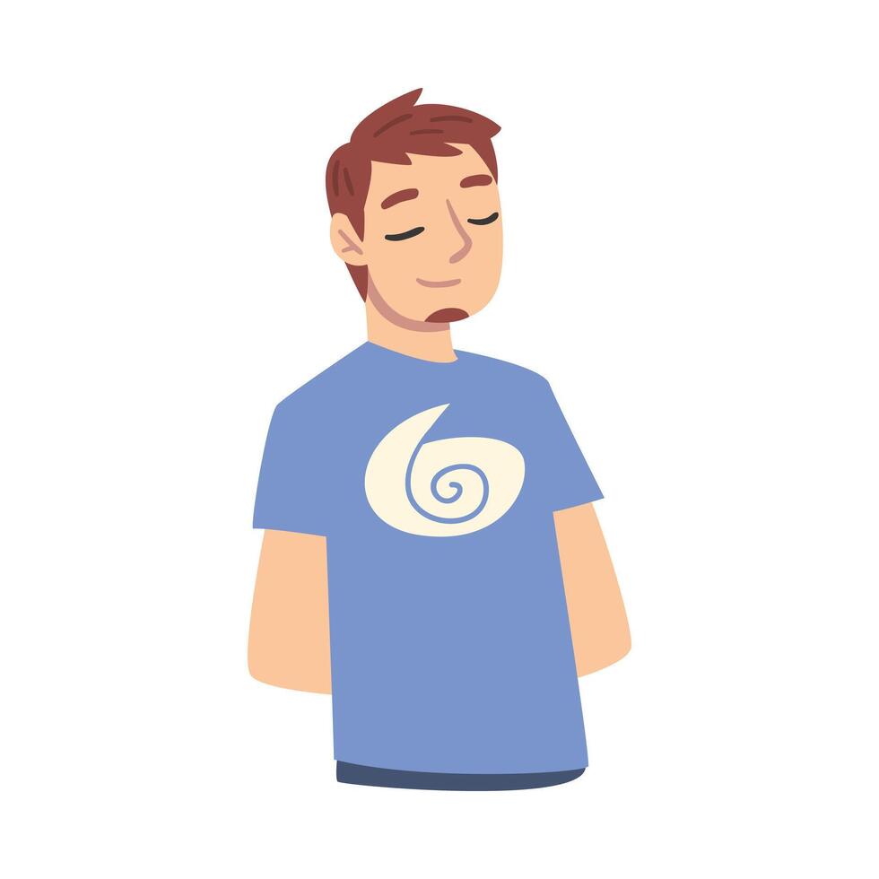 Guy Dreaming about Something, Male Srudent Thinking up an Idea with Pensive Facial Expression Cartoon Style Illustration vector