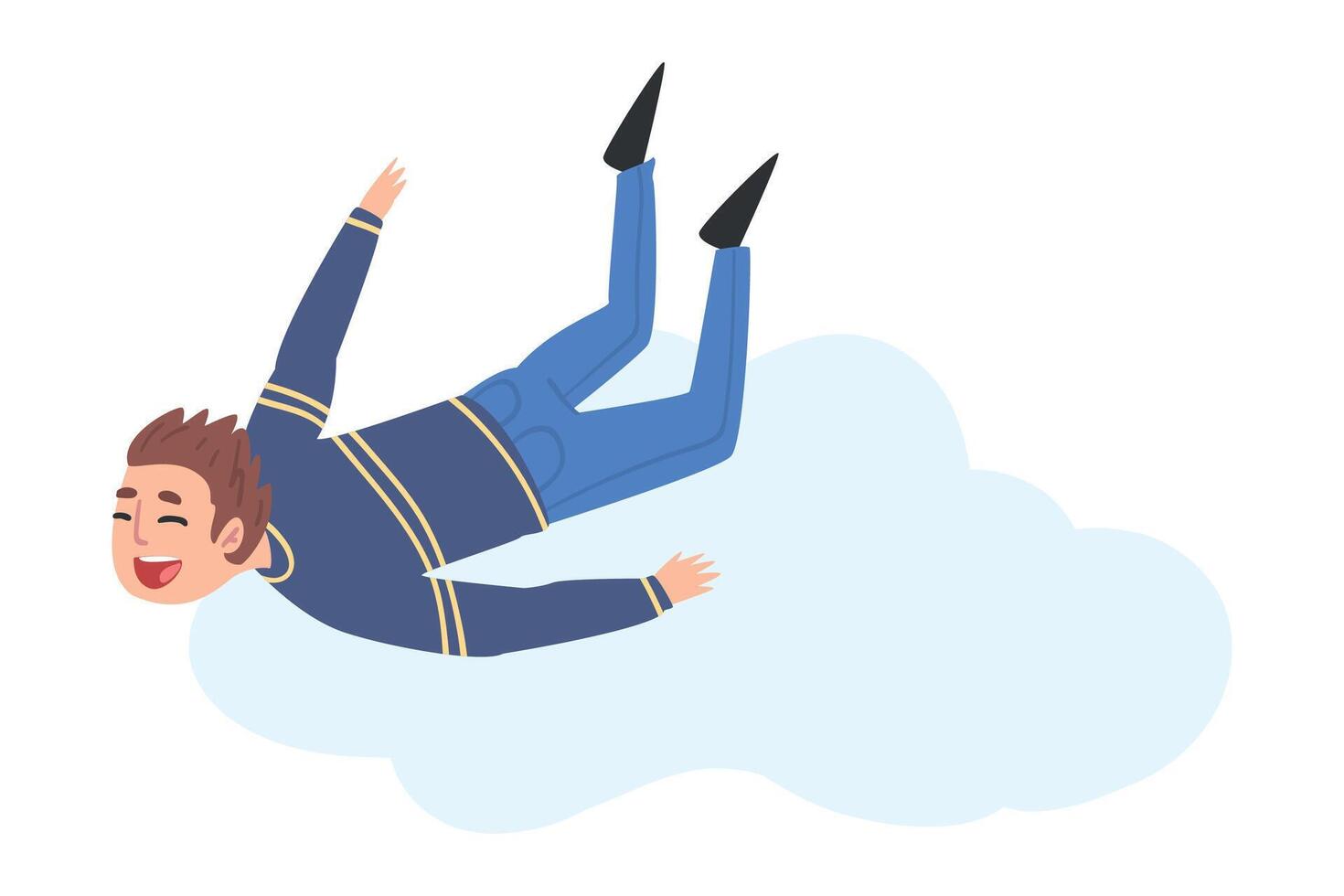 Teenage Boy Flying in the Sky, Happy Person Dreaming of Higher Achievement in Life, Striving for Success Cartoon Style Illustration vector