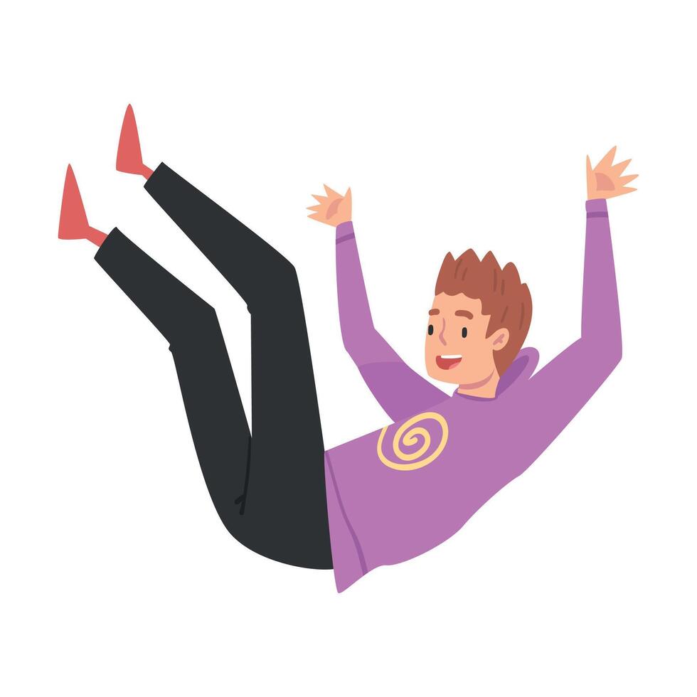Teenage Boy Floating in the Sky, Happy Person Dreaming, Striving for Success or Spiritual Growth Cartoon Style Illustration vector