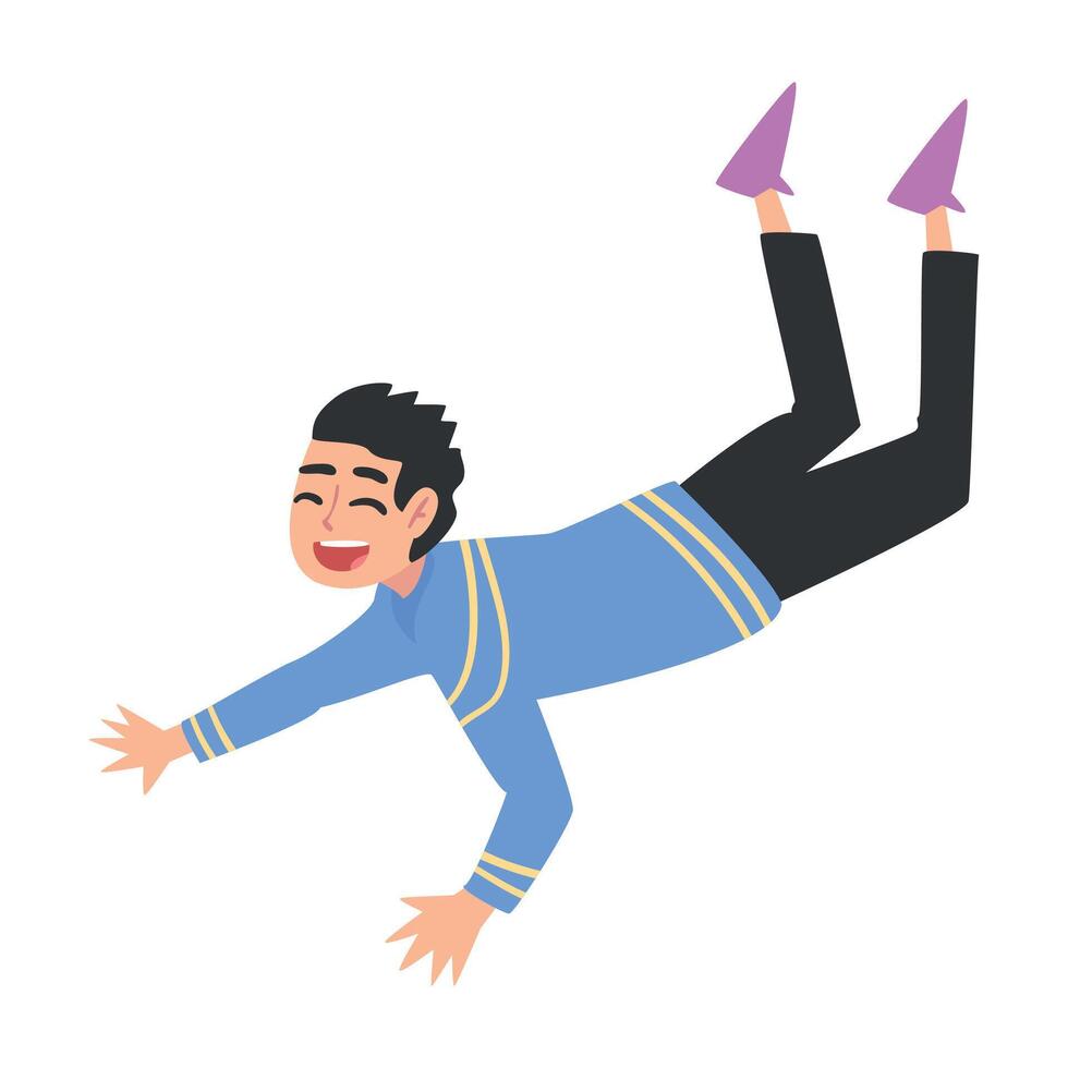 Happy Smiling Boy Flying in the Sky, Teenager Dreaming of Higher Achievement in Life Cartoon Style Illustration vector