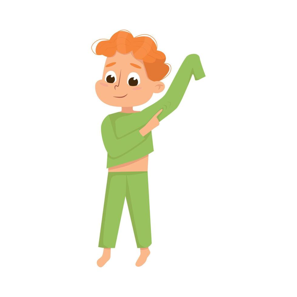 Cute Boy Wearing Pajamas Getting Ready to Sleep Cartoon Style Illustration vector