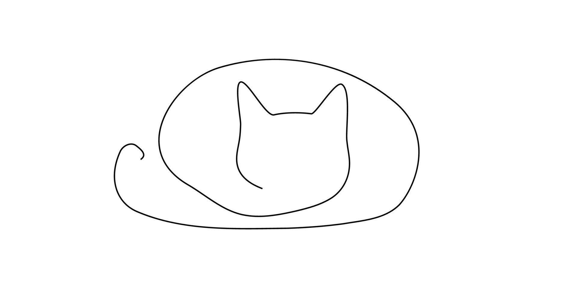 Line continuous cat outline drawing sketch one animal pet draw. Cat art two happy 2 couple doodle kitten white black background cute illustration friendship clipart silhouette contour back line vector