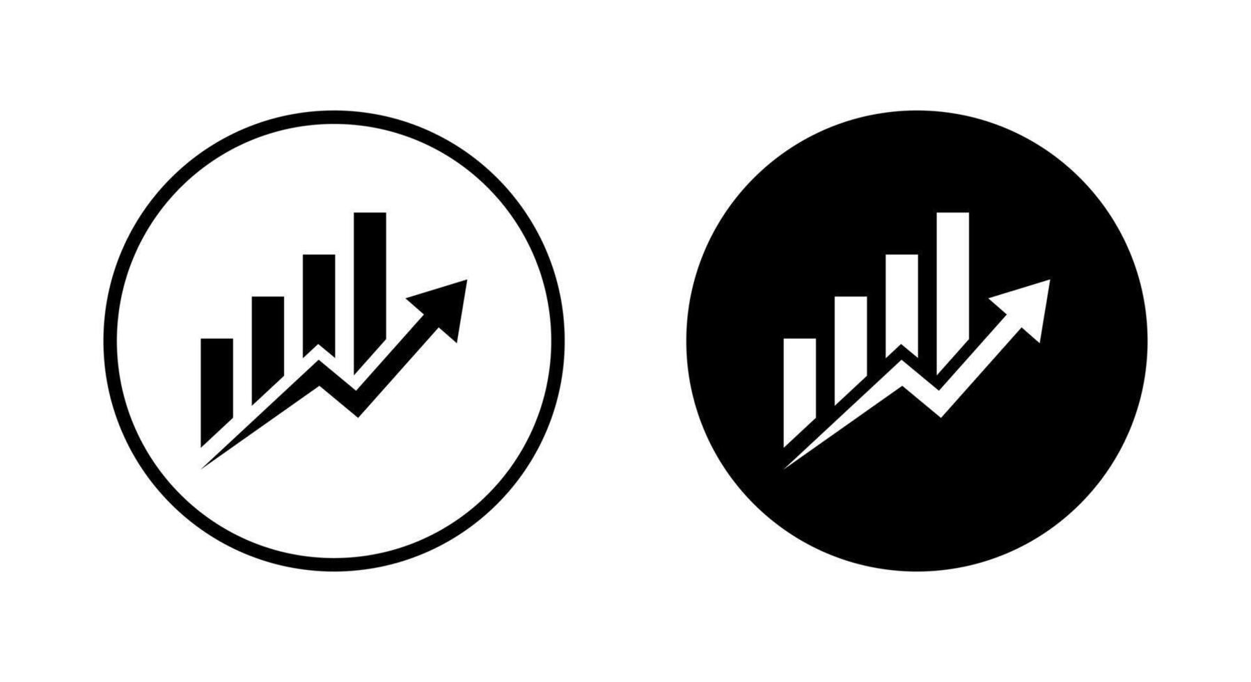 Business growth bar chart icon on black circle. Success graph sign. Financial improvement diagram symbol vector