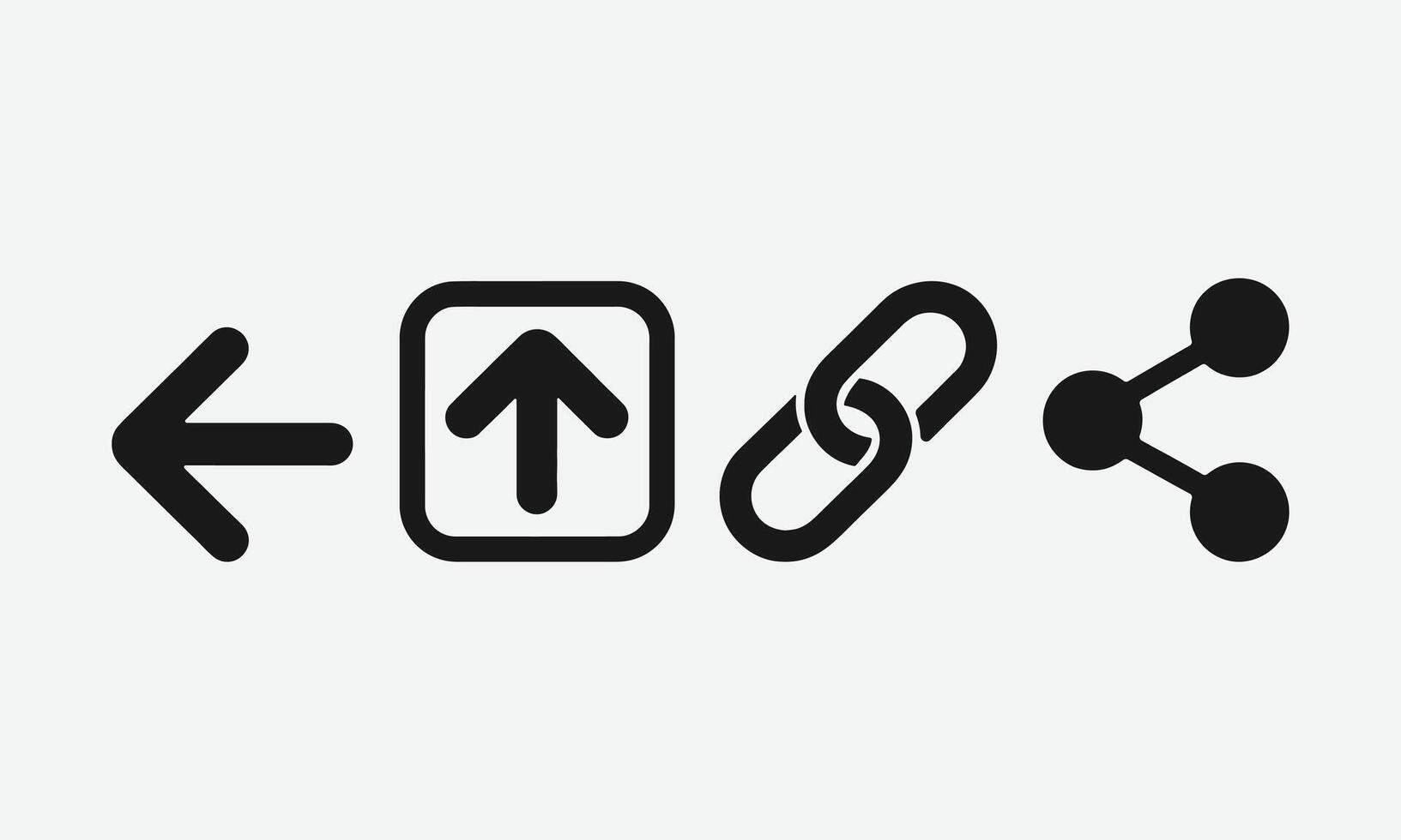 Web navigation icons set back arrow upload link share vector