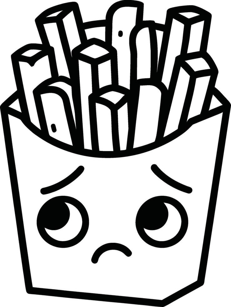 Cute, Sad French Fries in a Box vector