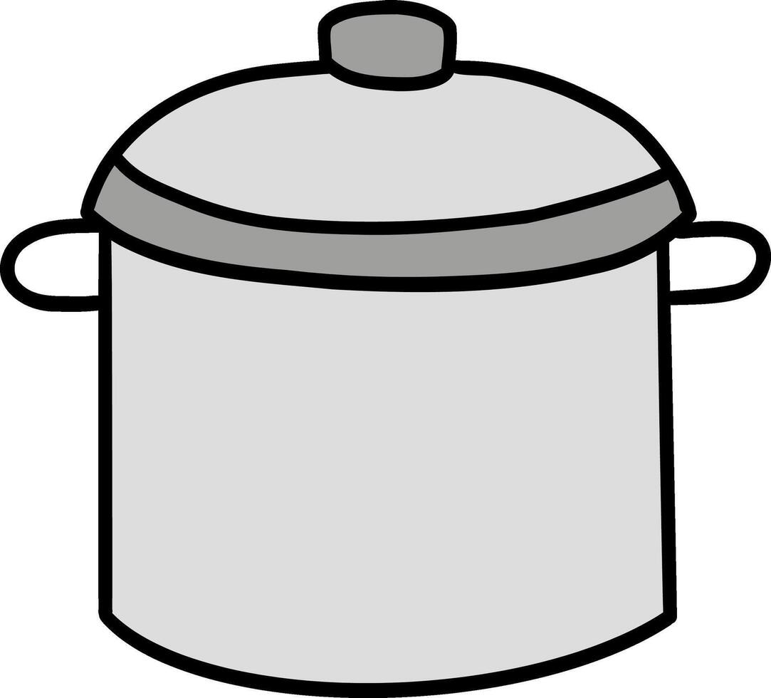 Kitchenware hand drawn doodle, Cooking pot with a lid and handles. vector