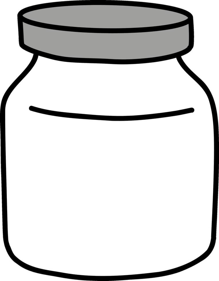 Kitchenware hand drawn doodle, Empty jar with a gray lid, suitable for various uses. vector