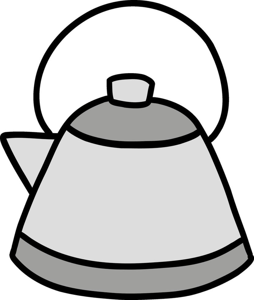 Kitchenware hand drawn doodle, Cartoonish kettle with a simple design and handle. vector