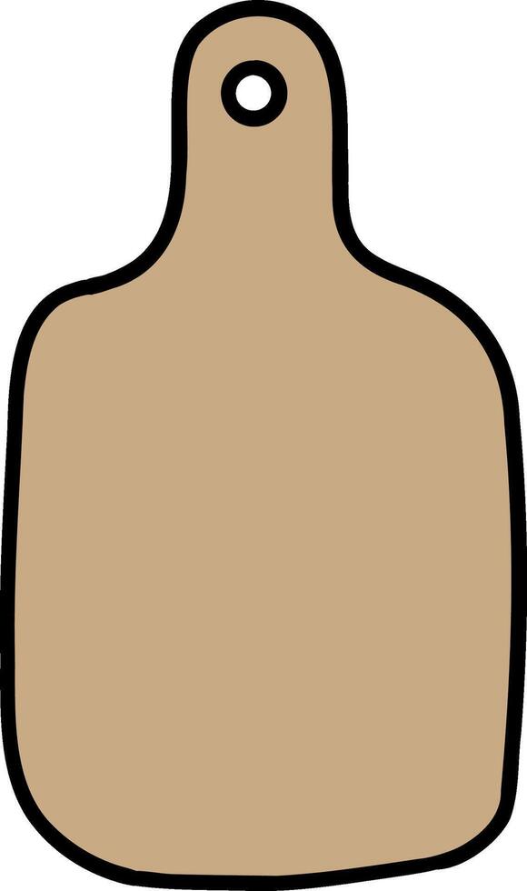 Kitchenware hand drawn doodle, Plain wooden cutting board with a hole for hanging. vector