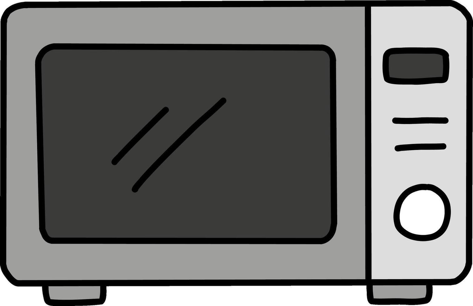 Kitchenware hand drawn doodle, Microwave oven with a sleek design and simple controls. vector