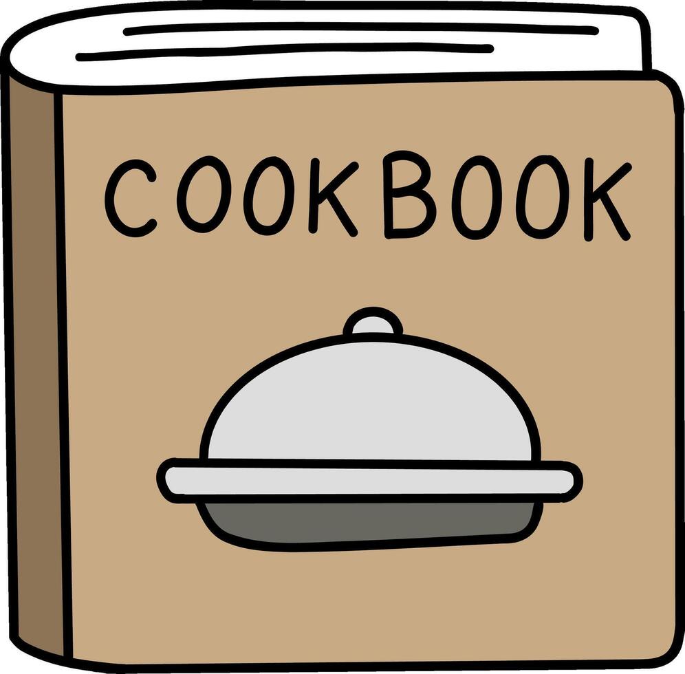 Kitchenware hand drawn doodle, Cookbook illustration featuring a serving dish design. vector