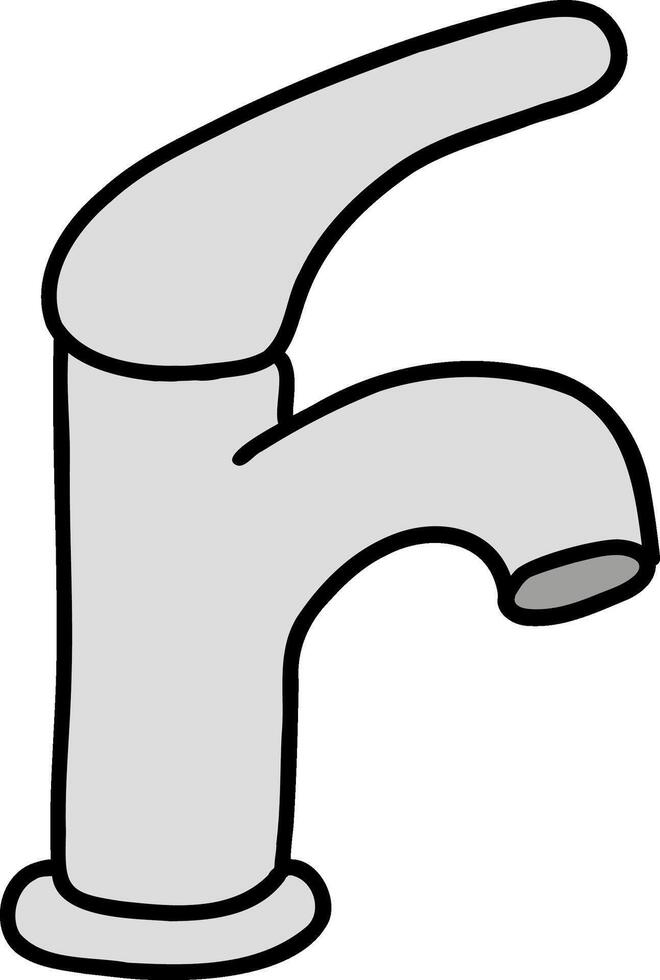 Kitchenware hand drawn doodle, Cartoon-style faucet with a curved spout design. vector