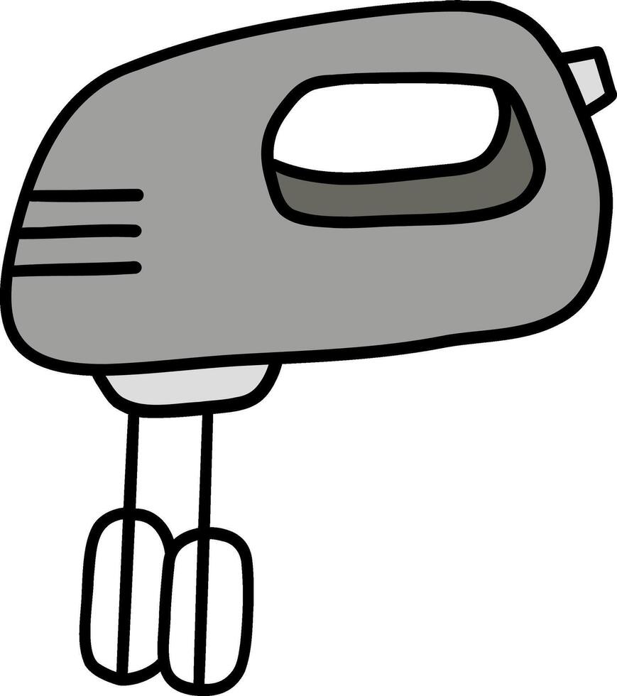 Kitchenware hand drawn doodle, Electric hand mixer illustration with beaters and a sleek design. vector