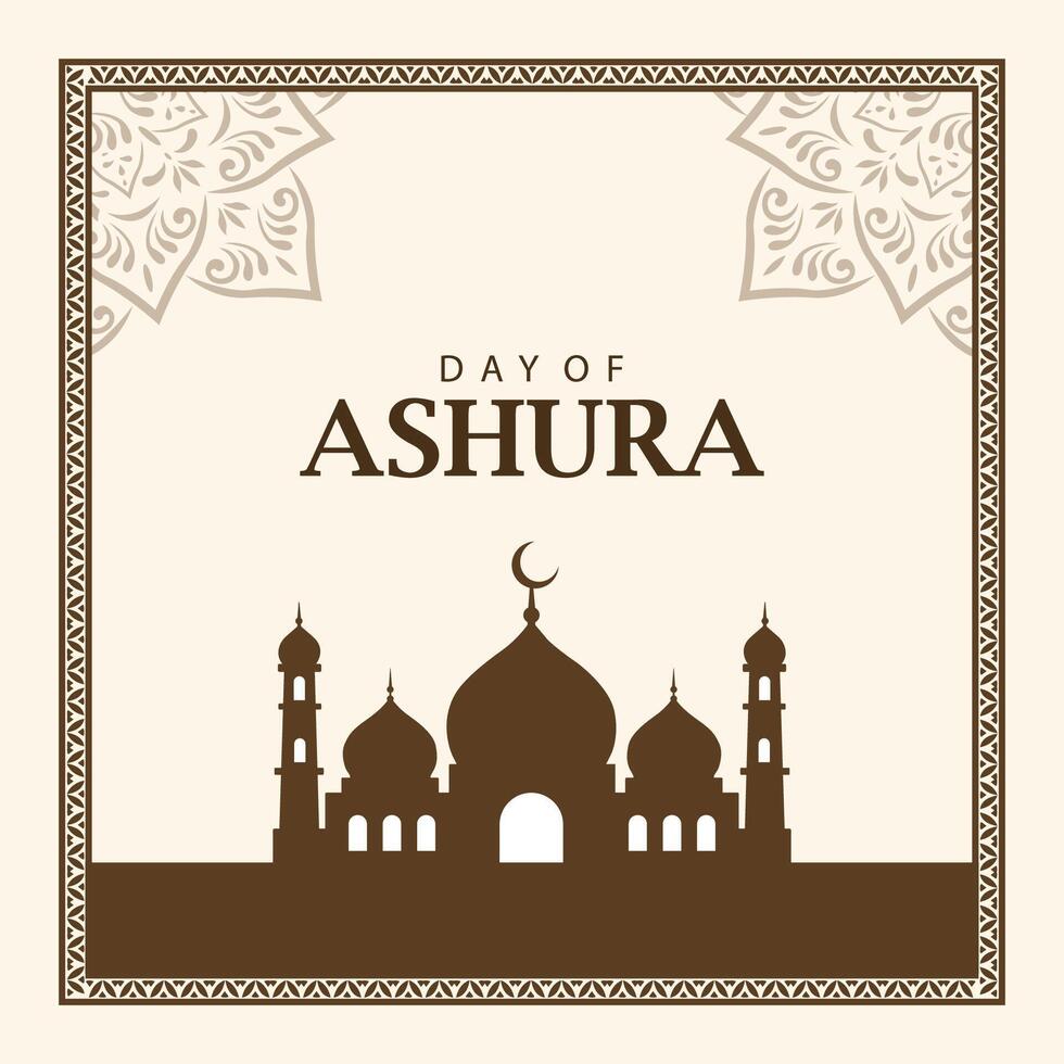 Day of Ashura lettering frame. 10 Muharram vector