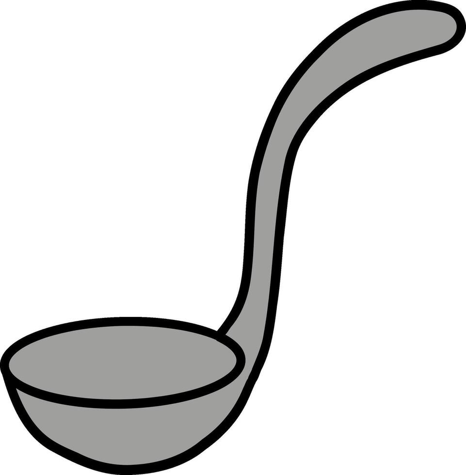 Kitchenware hand drawn doodle, Ladle with a long handle and rounded bowl for serving liquids. vector