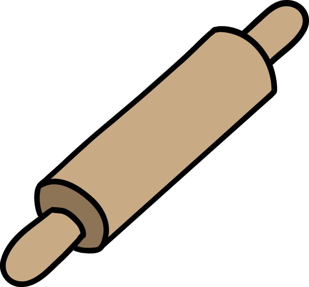 Kitchenware hand drawn doodle, Rolling pin illustration for baking or cooking use. vector