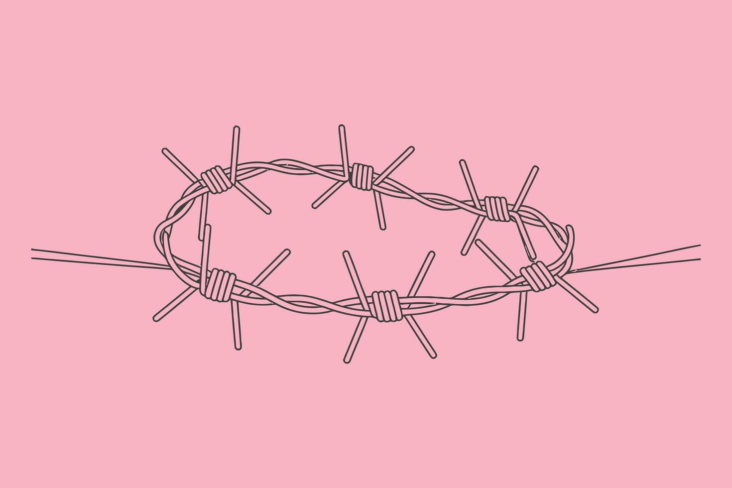 Barbed wire circle on pink background vector