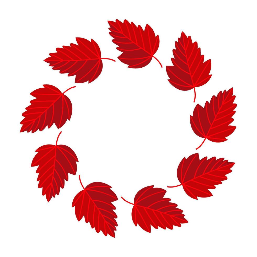 A Beautiful Circular Arrangement of Vibrant Red Autumn Leaves that Captivates the Eye vector