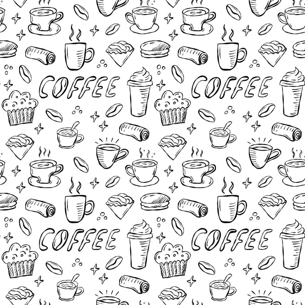 An Enchanting Pattern Featuring Coffee and Treats for Inviting and Cozy Atmospheres vector