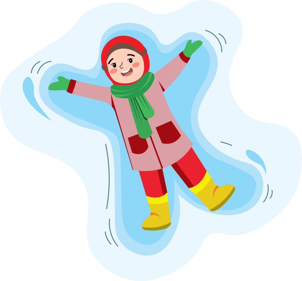 Little Kid Enjoying Snow While Making a Snow Angel png