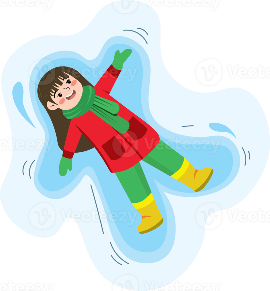 Childhood Joy Playing in Snow and Making Snow Angel png