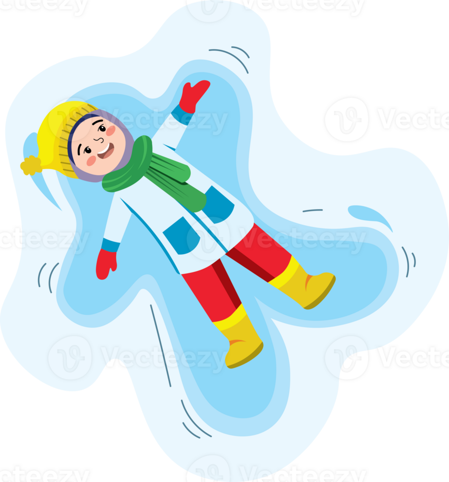 Girl Playing in Snow and Making Snow Angel png